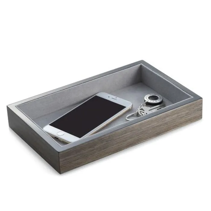 Bey Berk Bey Berk Lacquered Ash Wood Open Face Valet Tray Rings