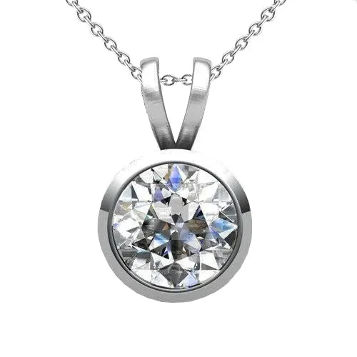 Big Natural Earth Mined Diamond Solitaire Necklace Pendant 3 Carats Bezel Set GB Necklaces Big Natural Earth Mined Diamond Solitaire Necklace Pendant 3 Carats Bezel Set GB Necklaces