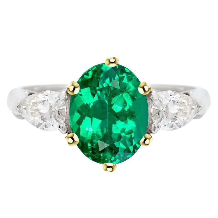Big Oval Gemstone Jewelry Green Emerald 3 Stone Ring HarryChadEntcom Rings Big Oval Gemstone Jewelry Green Emerald 3 Stone Ring HarryChadEntcom Rings