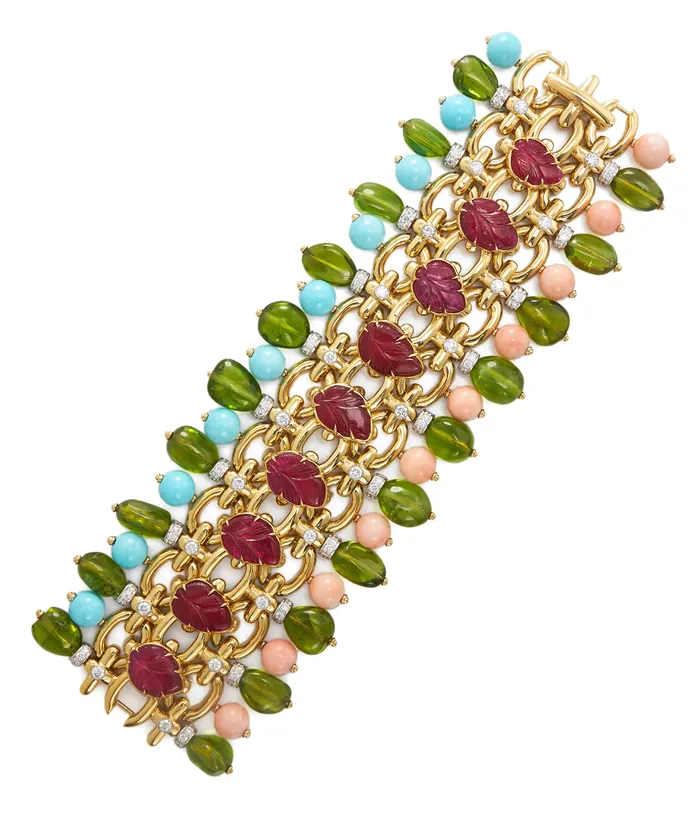 Bracelets David Webb Workshop Brocade Bracelet Ruby Peridot Turquoise Coral Bracelets David Webb Workshop Brocade Bracelet Ruby Peridot Turquoise Coral
