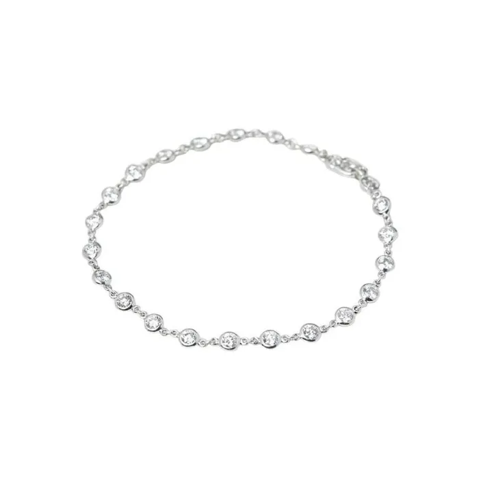 Bracelets GB 3 Ct Tennis Bracelet Round Natural Earth Mined Diamond By The Yard White Gold 14K Bracelets GB 3 Ct Tennis Bracelet Round Natural Earth Mined Diamond By The Yard White Gold 14K