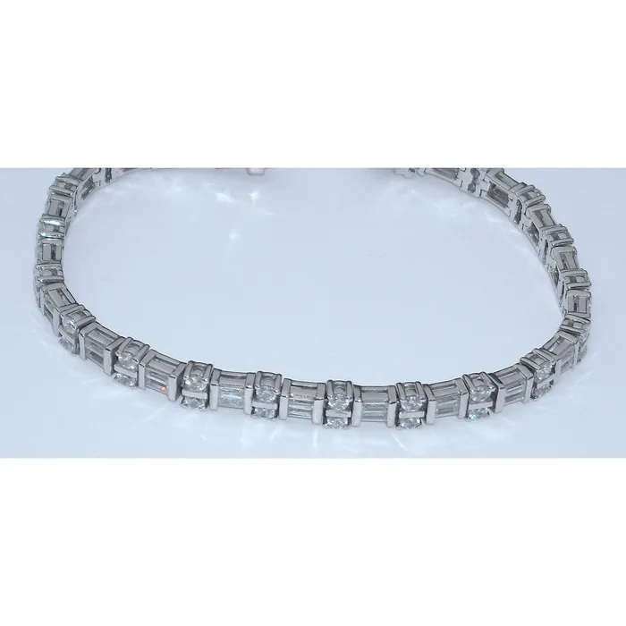Bracelets GB 7 Carat Real Natural Earth Mined Diamonds Tennis Bracelet Baguettes And Round 14K White Gold Bracelets GB 7 Carat Real Natural Earth Mined Diamonds Tennis Bracelet Baguettes And Round 14K White Gold