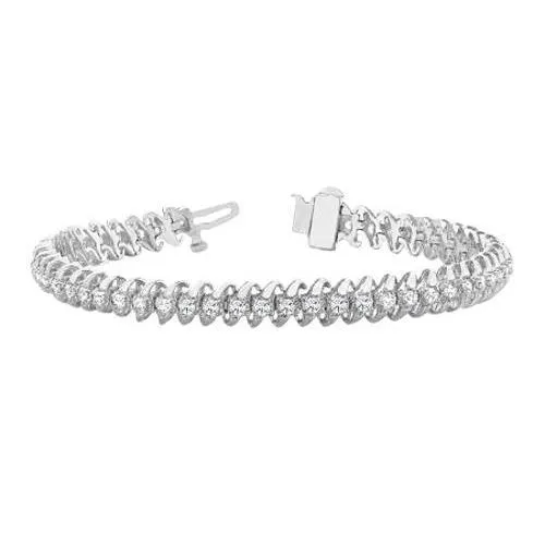 Bracelets GB Sparkling Round Real Natural Earth Mined Diamond Tennis Bracelet White Gold 14K 675 Carats Bracelets GB Sparkling Round Real Natural Earth Mined Diamond Tennis Bracelet White Gold 14K 675 Carats