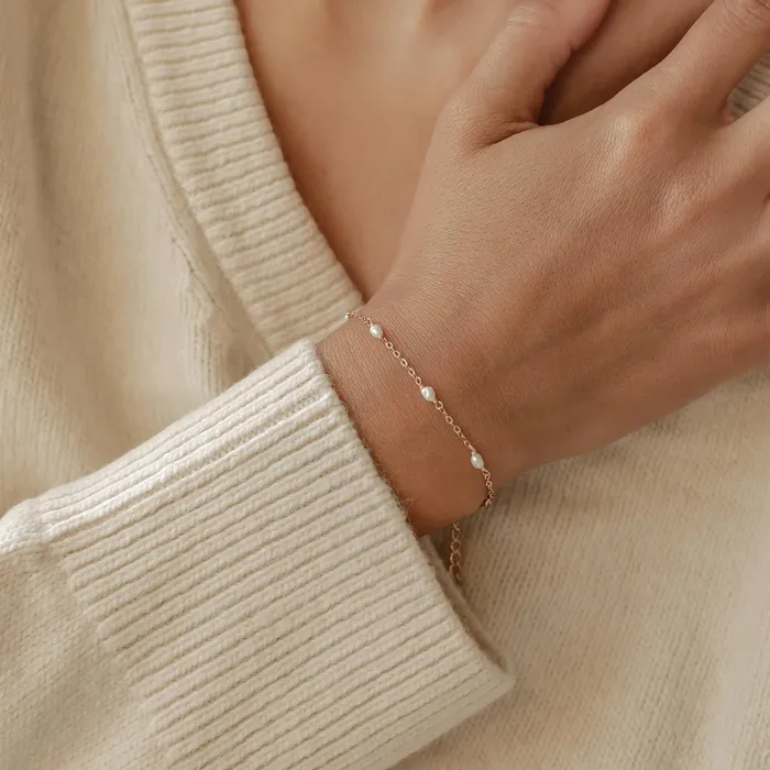 Bracelets Hey Happiness Pearl Chain Bracelet Sterling Silver Gold Bracelets Hey Happiness Pearl Chain Bracelet Sterling Silver Gold