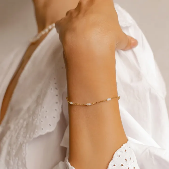 Bracelets Hey Happiness Pearl Chain Bracelet Sterling Silver Gold Bracelets Hey Happiness Pearl Chain Bracelet Sterling Silver Gold