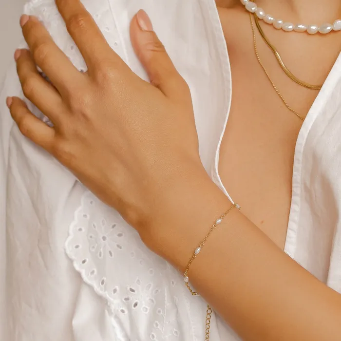 Bracelets Hey Happiness Pearl Chain Bracelet Sterling Silver Gold Bracelets Hey Happiness Pearl Chain Bracelet Sterling Silver Gold