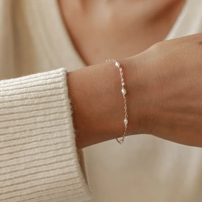 Bracelets Hey Happiness Pearl Chain Bracelet Sterling Silver Gold Bracelets Hey Happiness Pearl Chain Bracelet Sterling Silver Gold