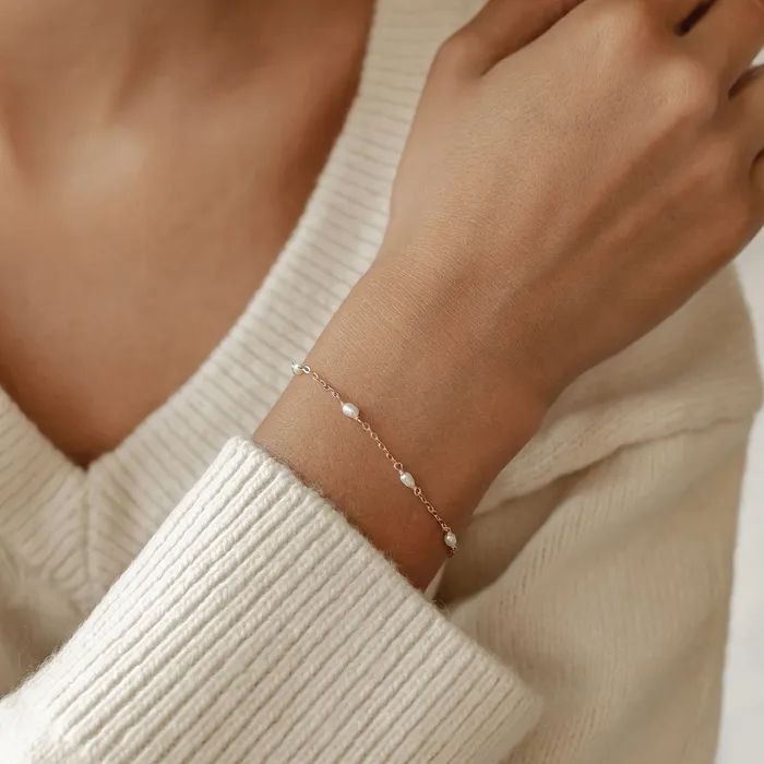 Bracelets Hey Happiness Pearl Chain Bracelet Sterling Silver Gold Bracelets Hey Happiness Pearl Chain Bracelet Sterling Silver Gold