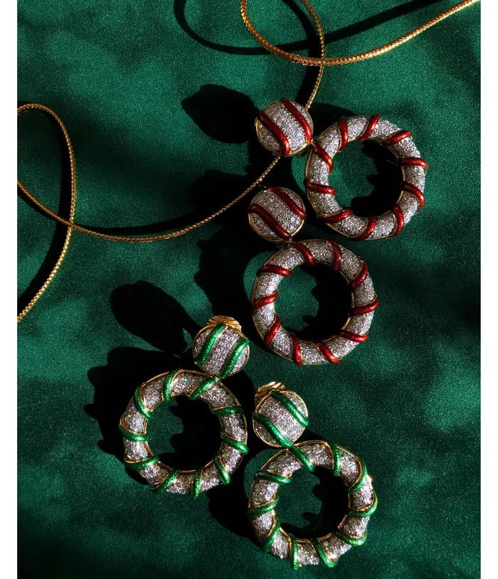 Candy Stripe Earrings Green Enamel David Webb Workshop Earrings