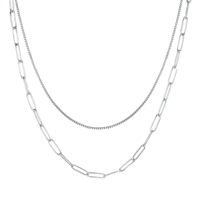 Chunky Chain Layered Necklace Silver Hey Happiness Necklaces