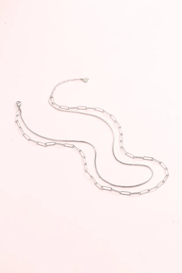 Chunky Chain Layered Necklace Silver Hey Happiness Necklaces Chunky Chain Layered Necklace Silver Hey Happiness Necklaces