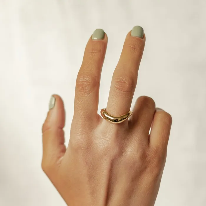 Curve Ring Stainless Steel Hey Happiness Rings Curve Ring Stainless Steel Hey Happiness Rings