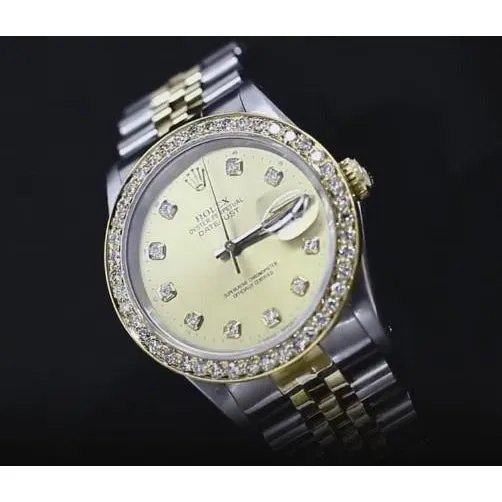 Custom Diamond Dial Bezel 2 Carats Rolex Datejust Watch Bracelet QUICK SET GB Bracelets Custom Diamond Dial Bezel 2 Carats Rolex Datejust Watch Bracelet QUICK SET GB Bracelets