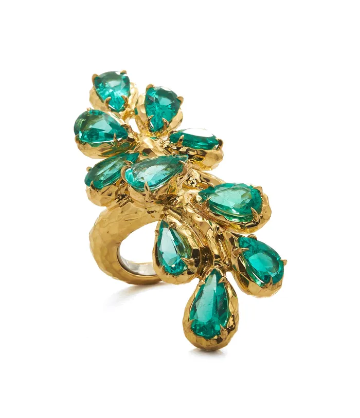 David Webb Branch Ring Emerald Rings