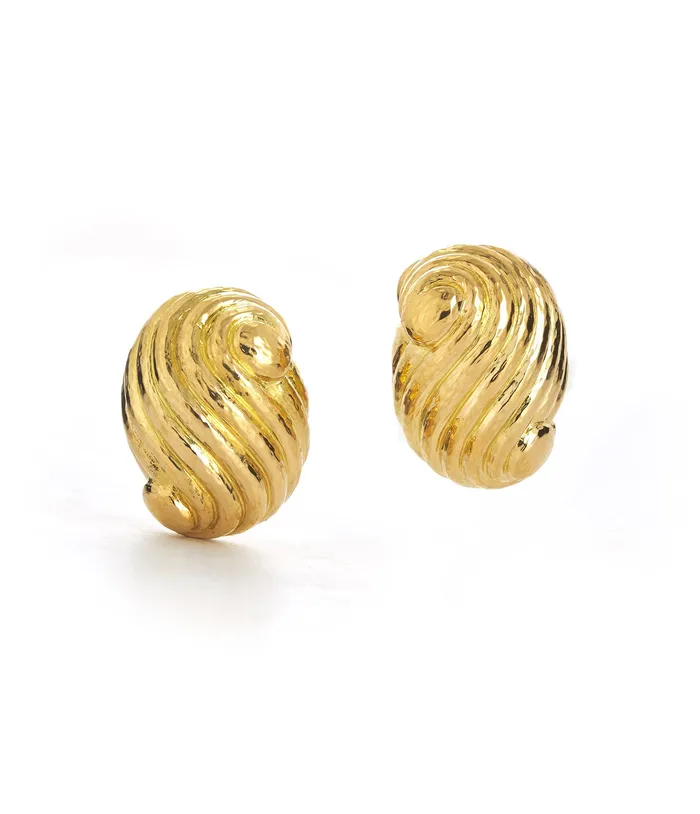 David Webb Workshop Earrings Large Swirl Earrings Hammered 18K Gold