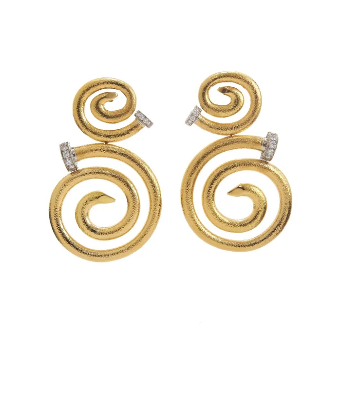David Webb Workshop Earrings Spiral Nail Earrings Diamond