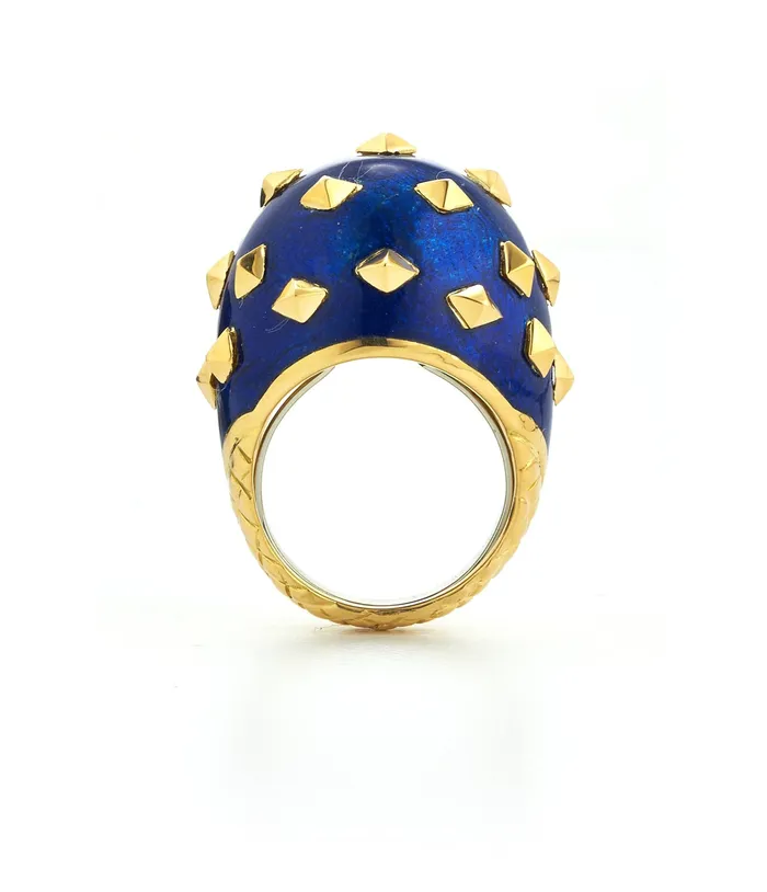 David Webb Workshop Rings Jackie Ring Blue Enamel