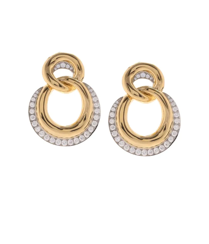 Earrings David Webb Double Link Earrings Polished 18K Gold