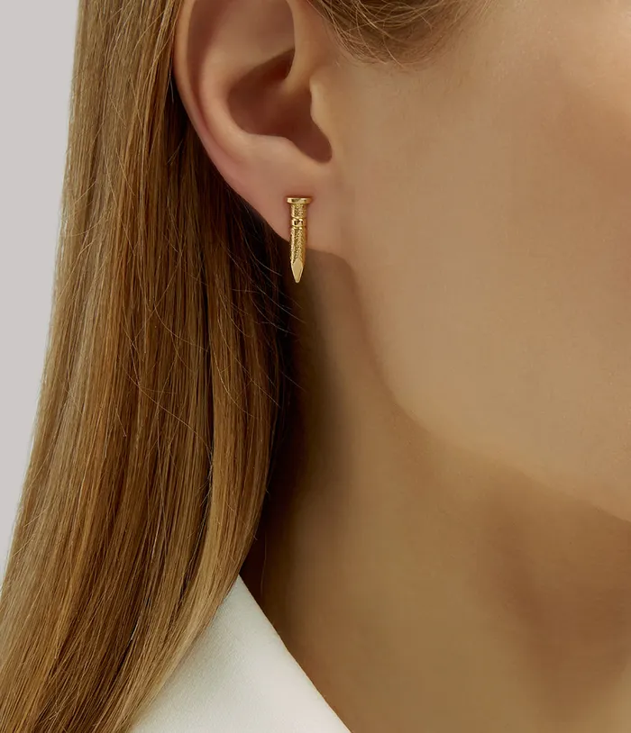 Earrings David Webb Nail Stud Earrings Hammered 18K Gold Earrings David Webb Nail Stud Earrings Hammered 18K Gold