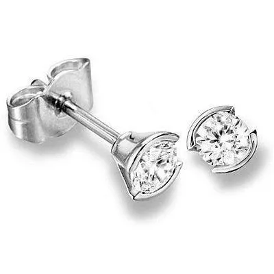Earrings GB 1 Carat Half Bezel Set Round Natural Earth Mined Diamond Stud Earrings Earrings GB 1 Carat Half Bezel Set Round Natural Earth Mined Diamond Stud Earrings