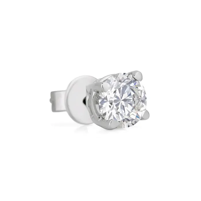 Earrings GB 1 Carat Single Round Natural Earth Mined Diamond Mens Stud Earring 14K White Gold Earrings GB 1 Carat Single Round Natural Earth Mined Diamond Mens Stud Earring 14K White Gold