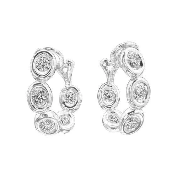 Earrings GB 25 Carat Bezel Set Round Natural Earth Mined Diamond Hoop Style Lady Earring Gold 14K Earrings GB 25 Carat Bezel Set Round Natural Earth Mined Diamond Hoop Style Lady Earring Gold 14K