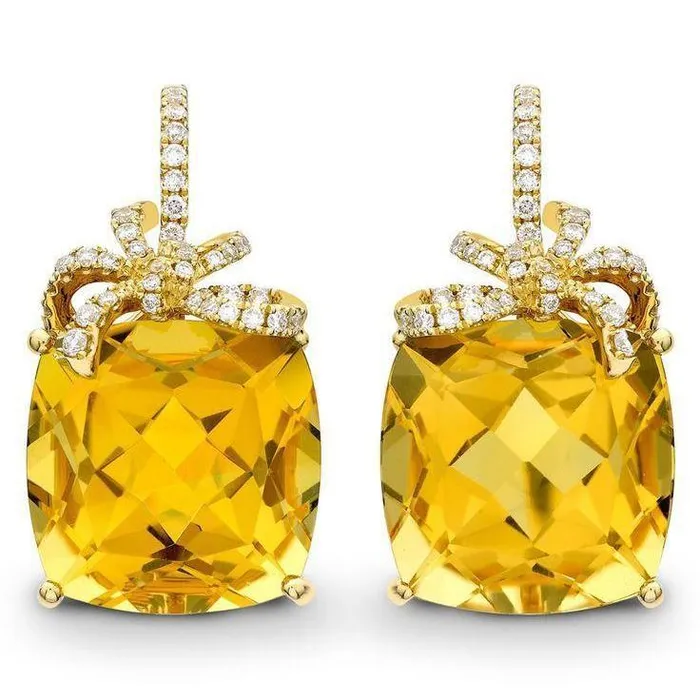 Earrings GB 4760 Ct Madeira Citrine And Natural Earth Mined Diamonds Dangle Earrings White Gold 14K Earrings GB 4760 Ct Madeira Citrine And Natural Earth Mined Diamonds Dangle Earrings White Gold 14K