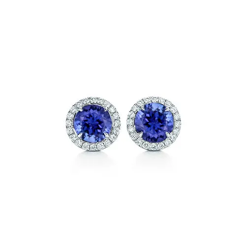 Earrings GB 590 Carats Brilliant Tanzanite With Natural Earth Mined Diamonds Stud Halo Earrings 14K Earrings GB 590 Carats Brilliant Tanzanite With Natural Earth Mined Diamonds Stud Halo Earrings 14K