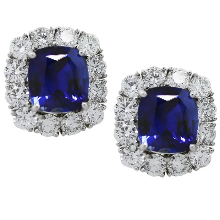 Earrings GB Cushion Cut Sri Lanka Blue Sapphire Natural Earth Mined Diamond Earring 640 Carats Earrings GB Cushion Cut Sri Lanka Blue Sapphire Natural Earth Mined Diamond Earring 640 Carats
