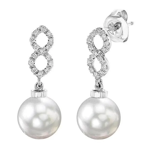 Earrings GB Ladies Dangle Earrings 4032 Carats Fresh Water Pear With Natural Earth Mined Diamonds Gold Earrings GB Ladies Dangle Earrings 4032 Carats Fresh Water Pear With Natural Earth Mined Diamonds Gold