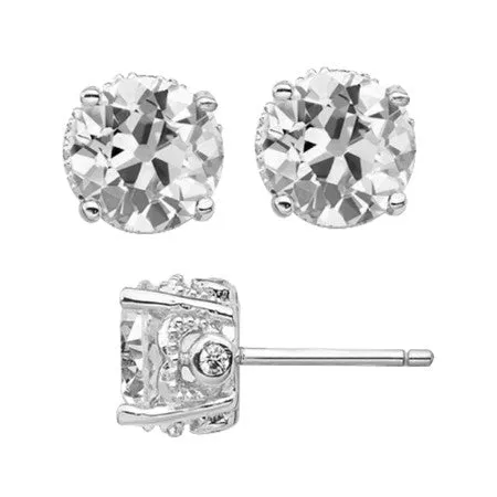 Earrings HarryChadEntcom 14K White Gold Stud Earrings Round Old Miner Genuine Diamond 6 Carats Earrings HarryChadEntcom 14K White Gold Stud Earrings Round Old Miner Genuine Diamond 6 Carats