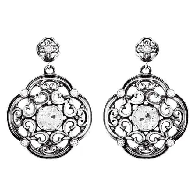 Earrings HarryChadEntcom Antique Style Drop Earrings 125 Ct Filigree Old Cut Mined Diamond Earrings HarryChadEntcom Antique Style Drop Earrings 125 Ct Filigree Old Cut Mined Diamond
