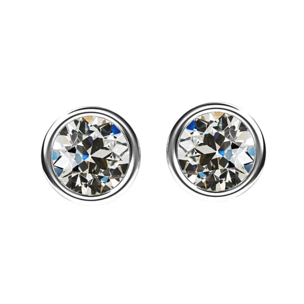 Earrings HarryChadEntcom Real Diamond Stud Earrings Bezel Round Old Mine Cut 4 Carats Earrings HarryChadEntcom Real Diamond Stud Earrings Bezel Round Old Mine Cut 4 Carats