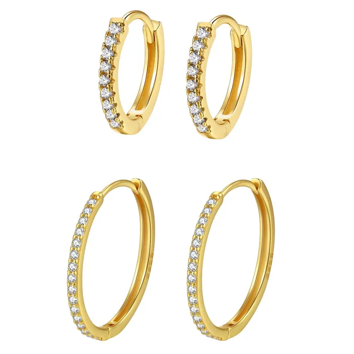 Earrings Hey Happiness Clear Stone Earring Hoop Set Sterling Silver