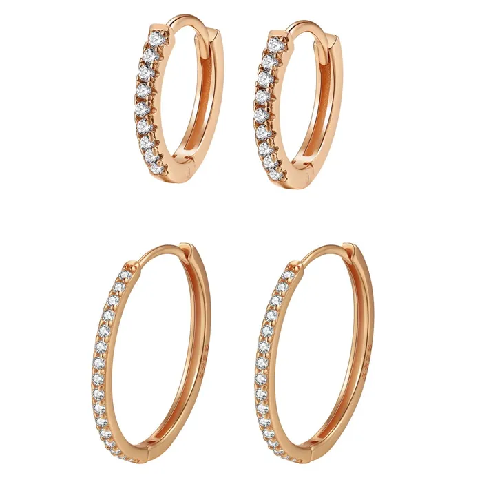 Earrings Hey Happiness Clear Stone Earring Hoop Set Sterling Silver Earrings Hey Happiness Clear Stone Earring Hoop Set Sterling Silver