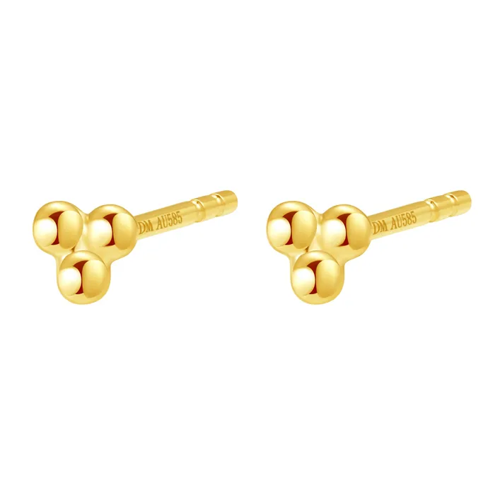 Earrings Hey Happiness Glint Triad Stud Earrings 14K Gold