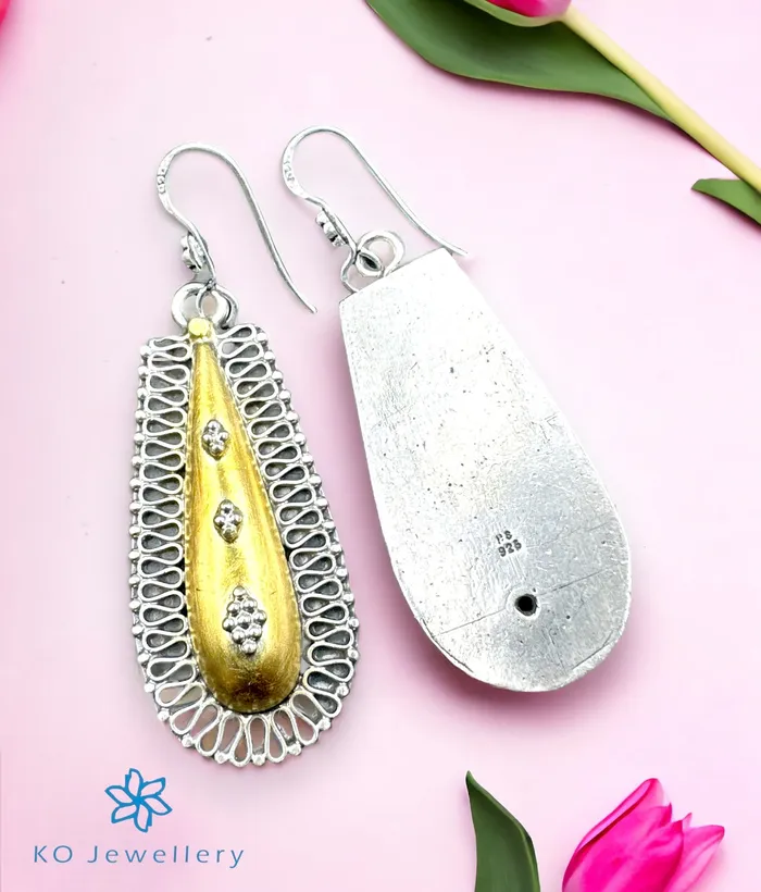 Earrings Jaipur The Drop Silver Two Tone Earrings