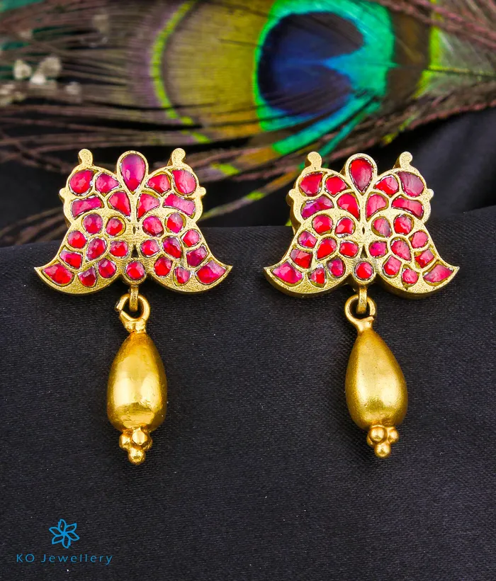 Earrings kundan The Turab Silver Peacock Kundan Earrings