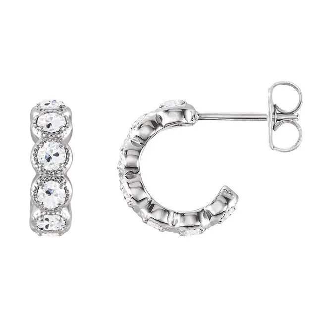 Earrings Round Old Mine Cut Natural Earth Mined Diamond Open Hoop Earrings 14 Carats Milgrain HarryChadEntcom