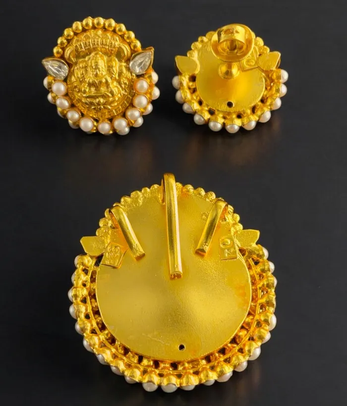 Earrings Silversmith The Abhata Silver Pearl Lakshmi Pendant Earrings