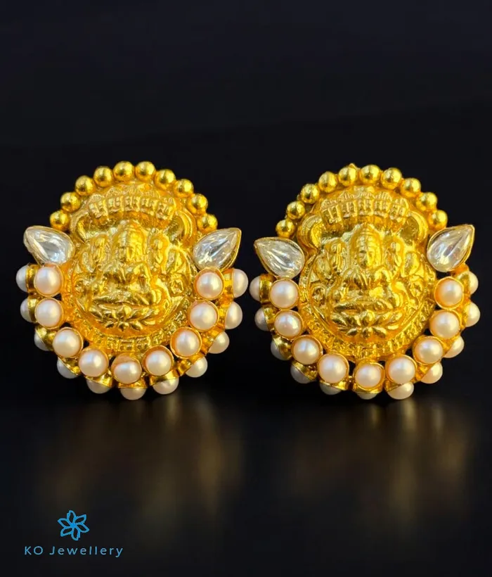 Earrings Silversmith The Abhata Silver Pearl Lakshmi Pendant Earrings