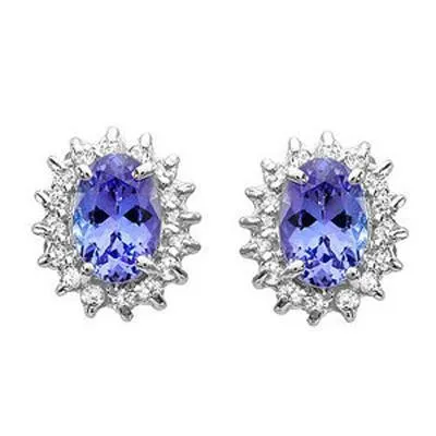 Earrings Tanzanite Natural Earth Mined Diamond Ladies Halo Stud Earrings 480 Ct White Gold 14K GB Earrings Tanzanite Natural Earth Mined Diamond Ladies Halo Stud Earrings 480 Ct White Gold 14K GB