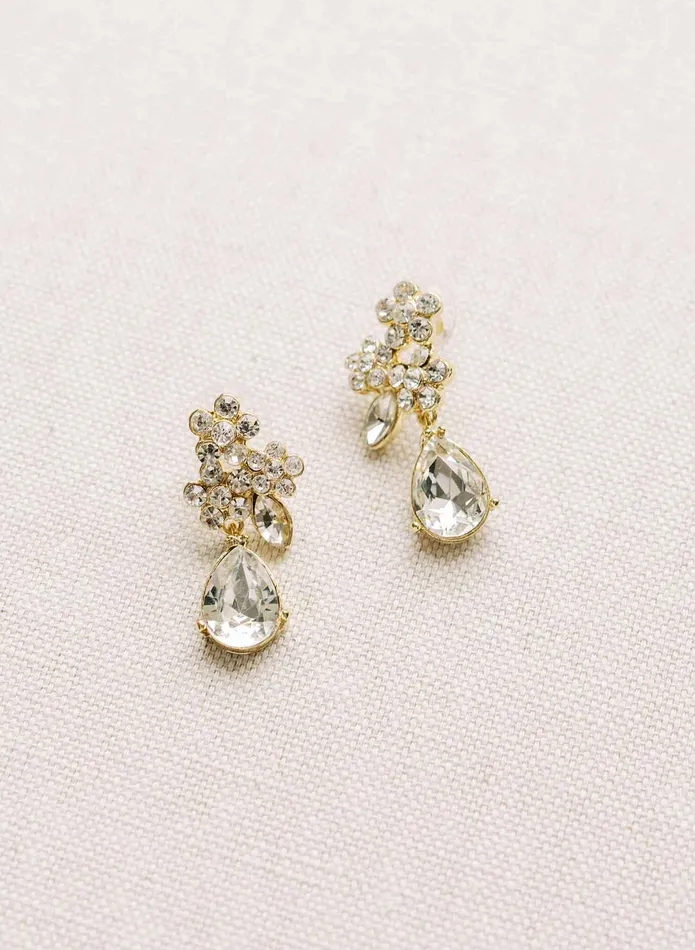 Earrings twigs honey Petite crystal cluster and pear drop earrings Style 2130