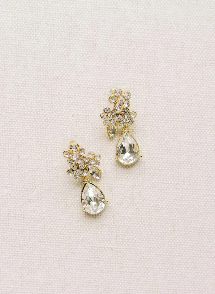Earrings twigs honey Petite crystal cluster and pear drop earrings Style 2130