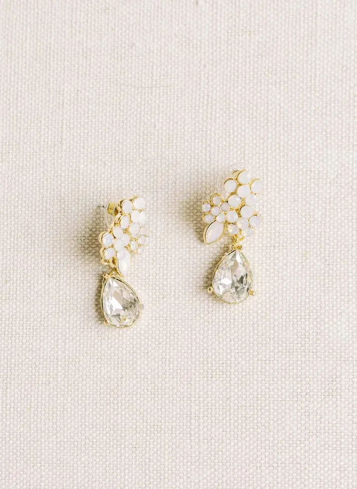 Earrings twigs honey Petite crystal cluster and pear drop earrings Style 2130