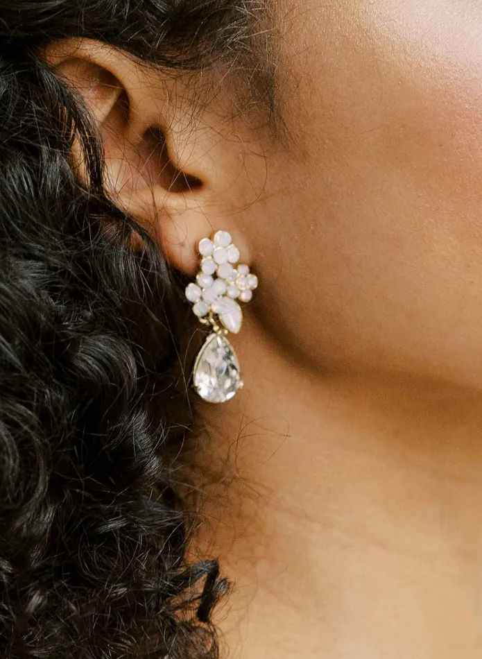 Earrings twigs honey Petite crystal cluster and pear drop earrings Style 2130