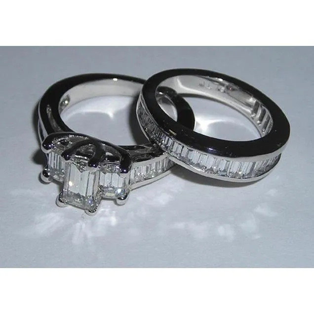 Emerald Cut Baguettes Cut Natural Earth Mined Diamond Ring 353 Carats White Gold 14K GB Rings Emerald Cut Baguettes Cut Natural Earth Mined Diamond Ring 353 Carats White Gold 14K GB Rings