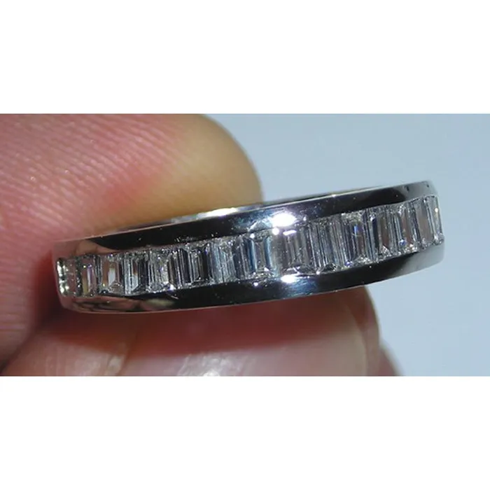 Emerald Cut Baguettes Cut Natural Earth Mined Diamond Ring 353 Carats White Gold 14K GB Rings
