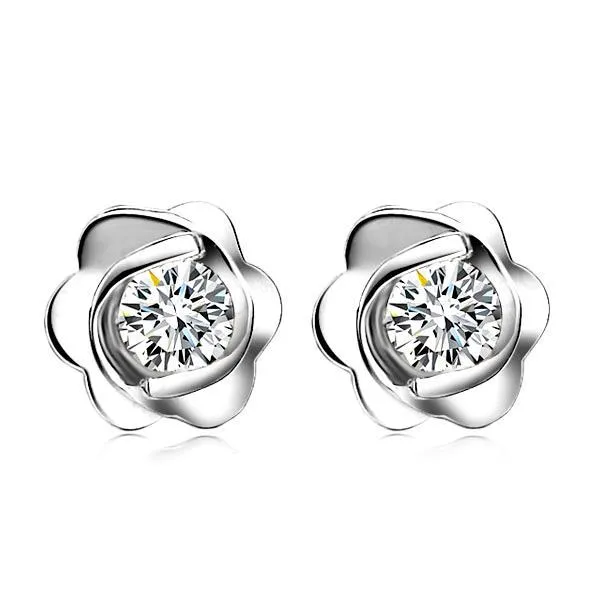 Flower Style Stud Earrings 220 Ct Round Cut Real Natural Earth Mined Diamonds White Gold 14K GB Earrings Flower Style Stud Earrings 220 Ct Round Cut Real Natural Earth Mined Diamonds White Gold 14K GB Earrings