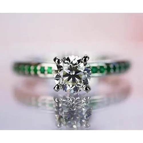 GB 150 Carats Natural Earth Mined Diamond Round Emerald Ring White Gold 14K Rings GB 150 Carats Natural Earth Mined Diamond Round Emerald Ring White Gold 14K Rings